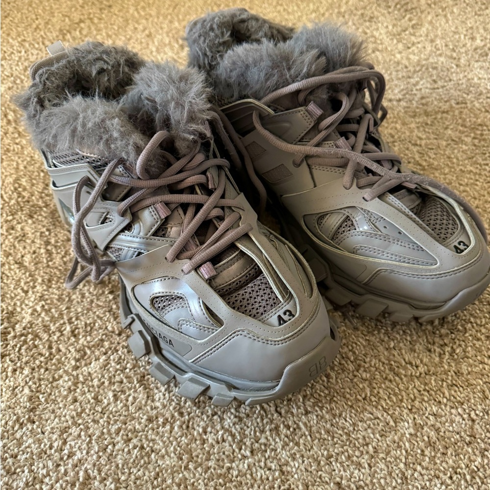 BALENCIAGA Faux Fur Track Athletic Sneakers